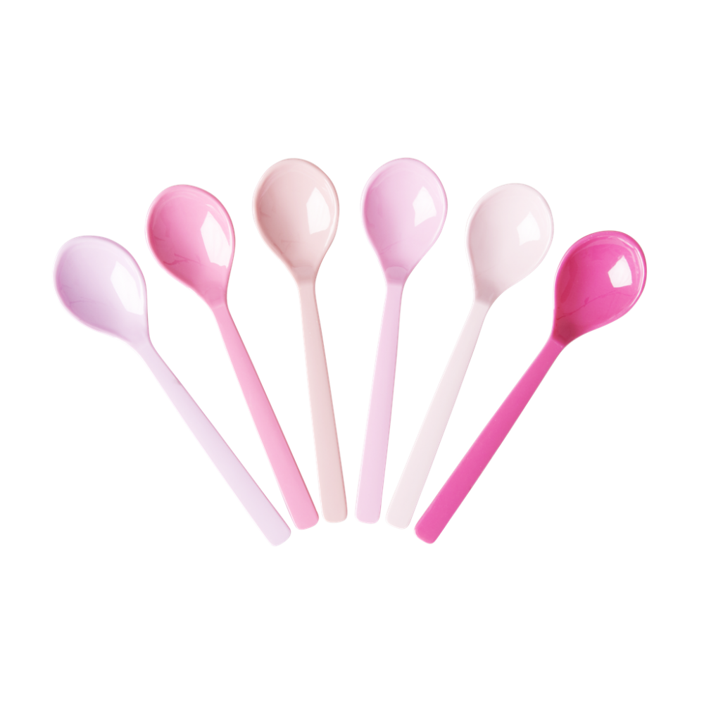 Set of 6 Melamine Teaspoons called 50 Shades of Pink By Rice DK
